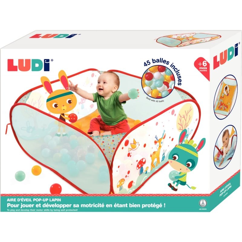 Aire de jeu pop-up lapin + 45 balles