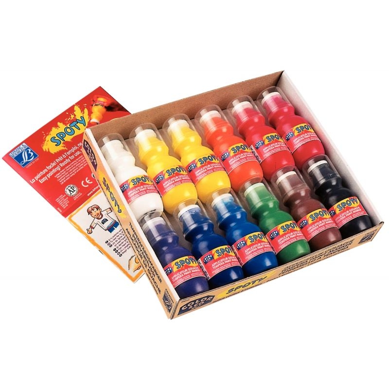 Assortiment de 12 applicateurs de gouache liquide Spoty 70 ml 12 couleurs assorties