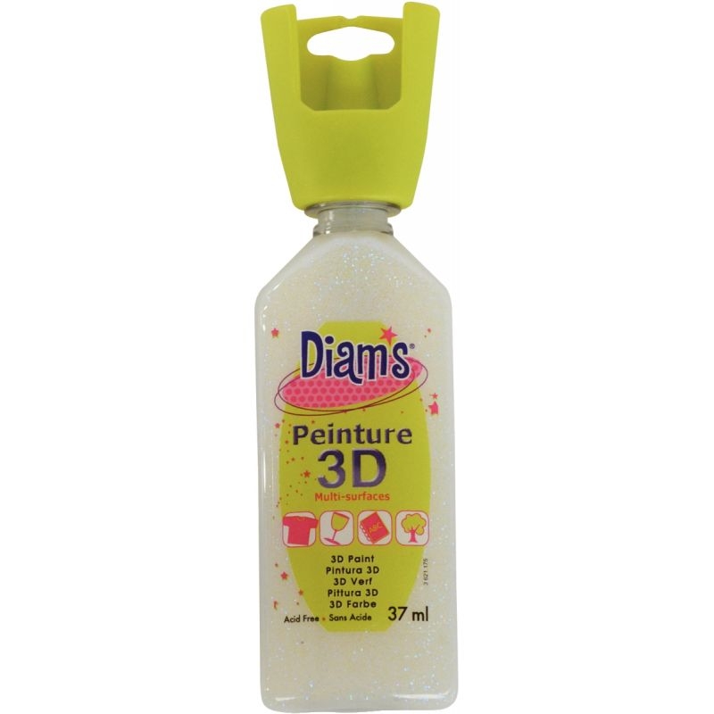 Assortiment de 6 flacons de 37ml de peinture pailletée DIAMS 6 couleurs assorties