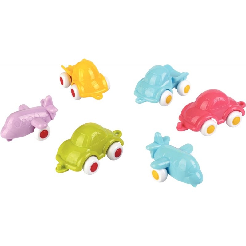 Baril de 20 mini véhicules Baby Viking toys, couleurs pastel assorties, 7 cm
