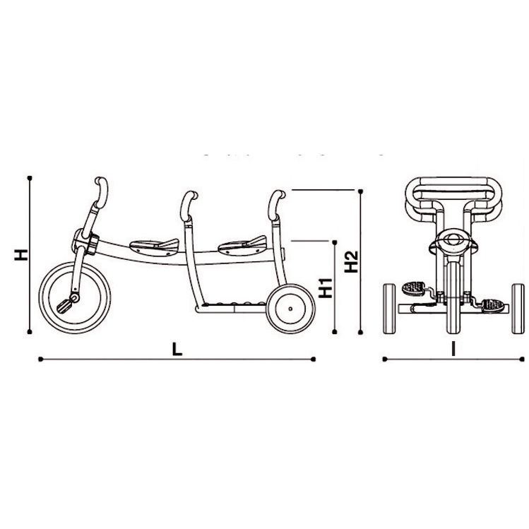 Bi-Tricycle 2 Places Orange