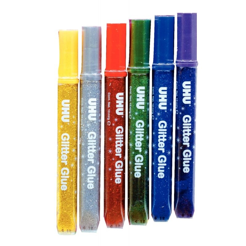 Blister 6 tubes 10ml de Glitter Glue, couleurs assorties