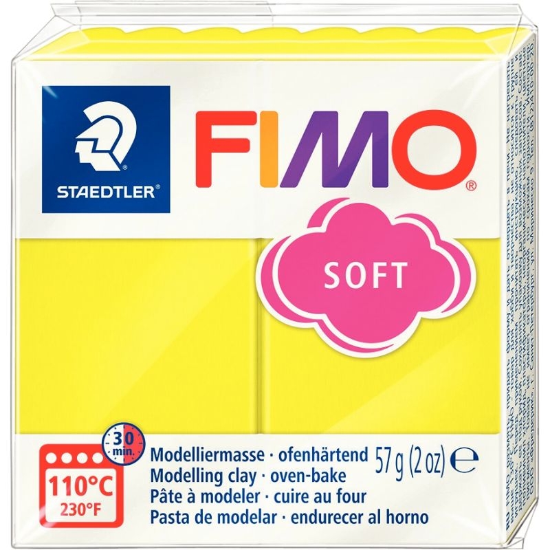 Bloc de pâte à modeler Fimo Soft 57 grammes citron