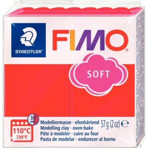 Bloc de pâte à modeler Fimo Soft 57 grammes rouge indien