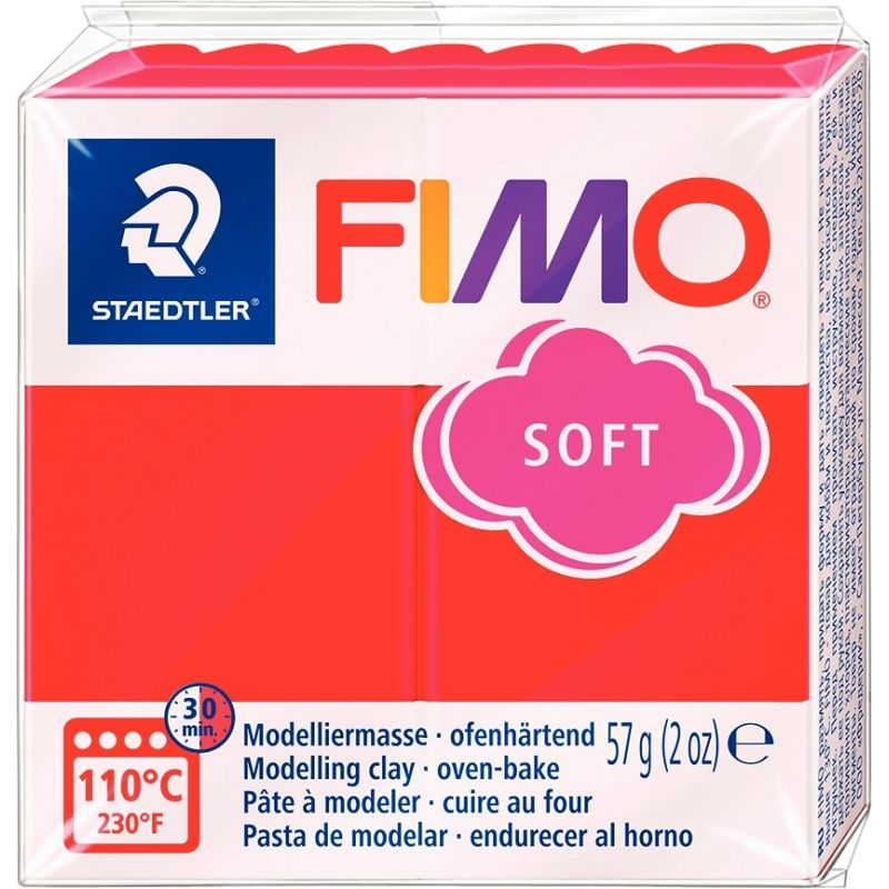 Bloc de pâte à modeler Fimo Soft 57 grammes rouge indien