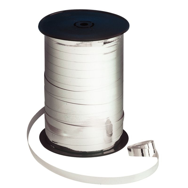 Bobine de 250m de longueur sur 7 mm de largeur de bolduc lisse argent métallisé