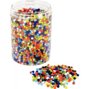 Bocal de 500 grammes de perles rocailles opaques cylindriques diamètre 5 mm assortis