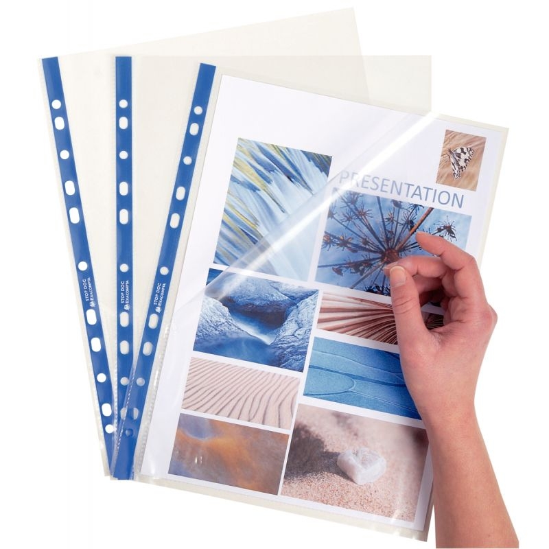 100 Pochettes Plastique Perforées A4 - Transparentes, 45 Microns, 11 Trous, Anti-statique