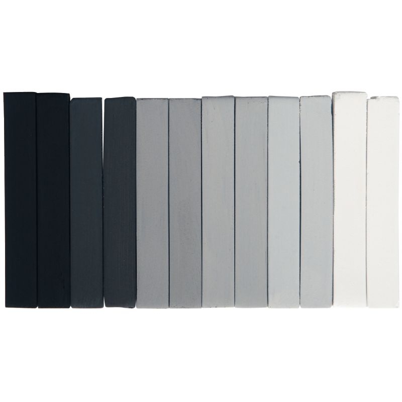 Boite de 12 pastels sec carre assorties camaieu de gris