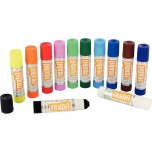 Boite de 12 sticks de gouache textile couleurs assorties