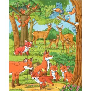 Boite de 3 puzzles 24 pièces, familles d’animaux