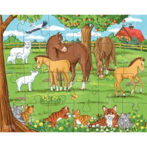 Boite de 3 puzzles 24 pièces, familles d’animaux