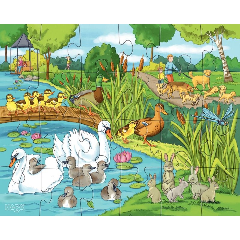 Boite de 3 puzzles 24 pièces, familles d’animaux