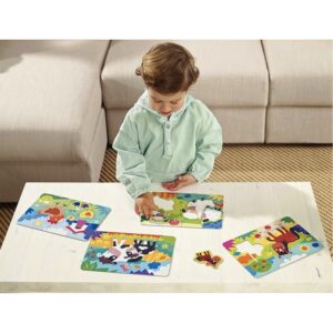 Boite de 4 puzzles progressifs, les animaux de la ferme