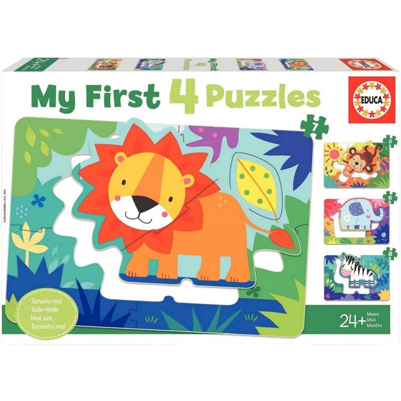 Boite de 4 puzzles progressifs, les animaux sauvages