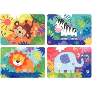 Boite de 4 puzzles progressifs, les animaux sauvages