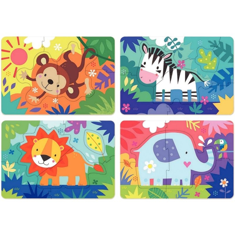 Boite de 4 puzzles progressifs, les animaux sauvages