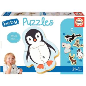 Boite de 5 baby puzzles contour, les animaux de la banquise