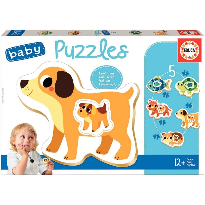 Boite de 5 baby puzzles contour, les animaux domestiques