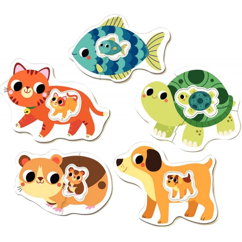 Boite de 5 baby puzzles contour, les animaux domestiques