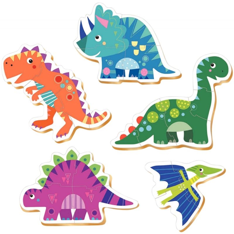 Boite de 5 baby puzzles contour, les dinosaures