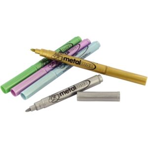Boite de 5 marqueurs de coloriage pointe ogive métallisés assortis