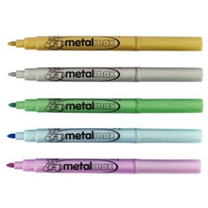 Boite de 5 marqueurs de coloriage pointe ogive métallisés assortis