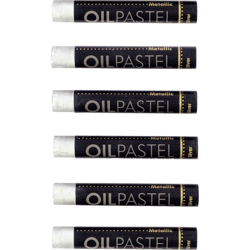 Boite de 6 pastels huile argent 11 mm