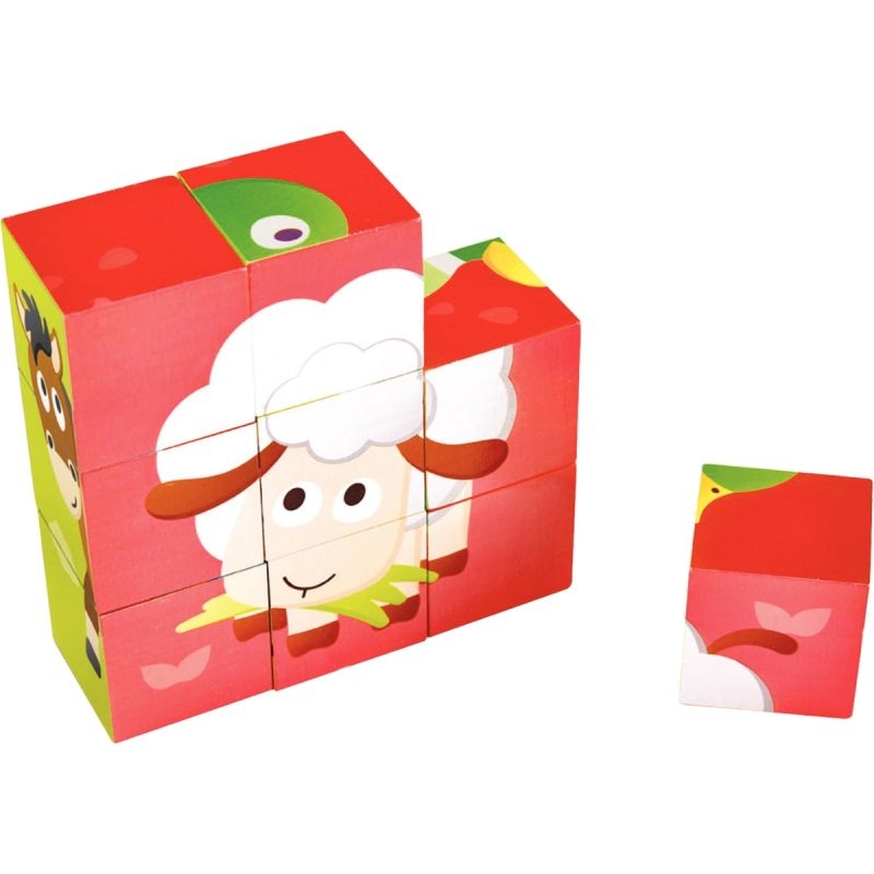 Boite de 9 cubes puzzles animaux de la ferme | MilBulles