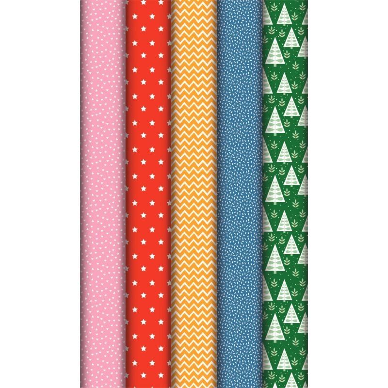 Boîte de 10 rouleaux de papier cadeau motifs assortis 2 x 0,70 m