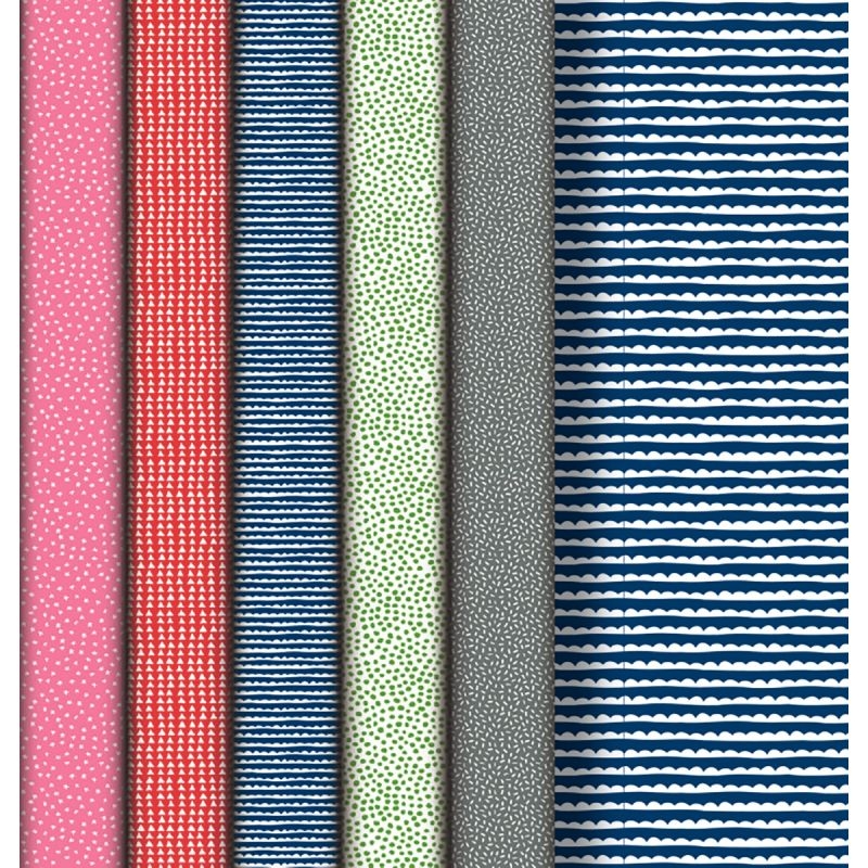 Boîte de 10 rouleaux de papier cadeau motifs fantaisies assortis 2 x 0,70 m