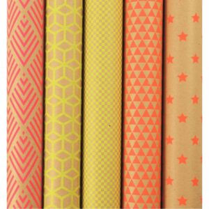 Boîte de 10 rouleaux kraft impression fluo, dimensions : 2 x 0,70 m