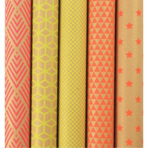 Boîte de 10 rouleaux kraft impression fluo, dimensions : 2 x 0,70 m