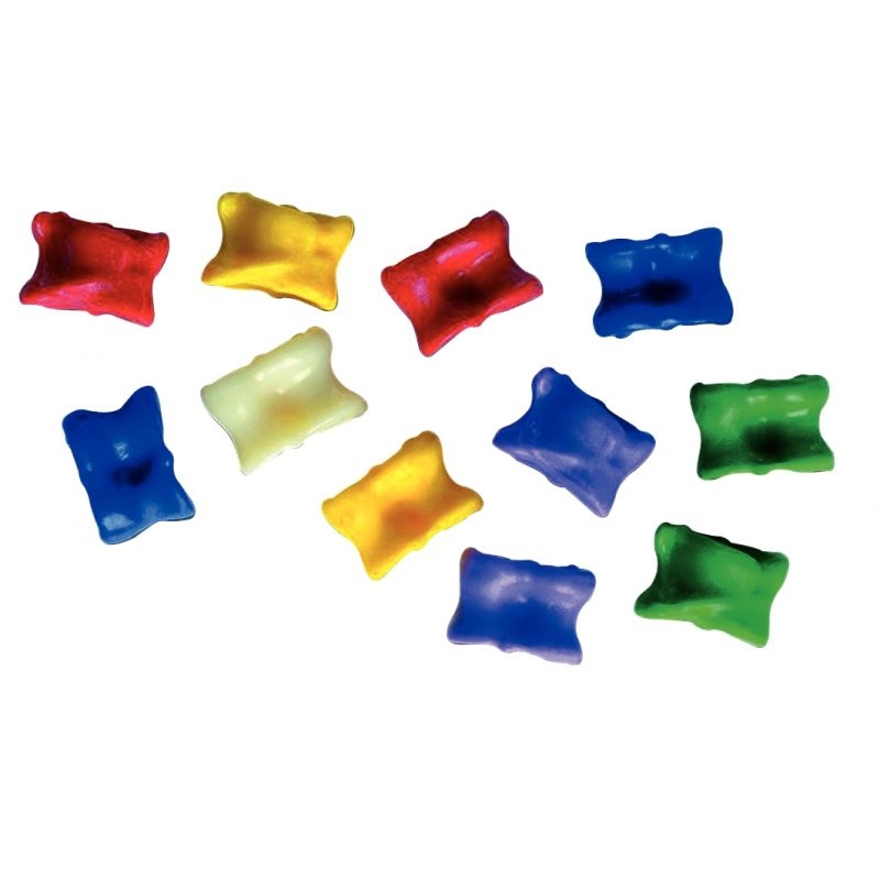 Boîte de 11 osselets en plastique de différentes couleurs