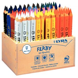 Boîte de 96 crayons de couleur Ferby triangulaires 12 cm corps verni