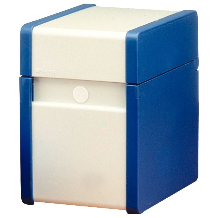 Boîte à fiche Plastique / métal bleue et blanche