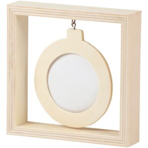 Cadre photo rond suspendu, en bois