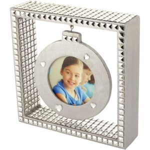 Cadre photo rond suspendu, en bois