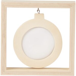 Cadre photo rond suspendu, en bois