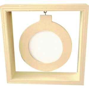 Cadre photo rond suspendu, en bois