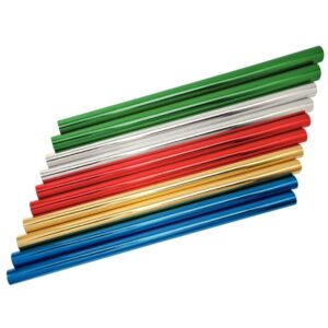 Carton de 10 rouleaux de papier métallisé 1 face 200x70cm couleurs assorties ( bleu, vert, rouge, or et argent )