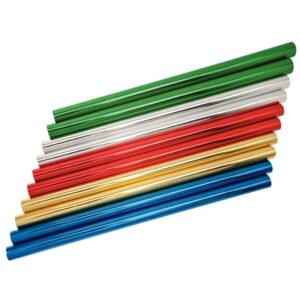 Carton de 10 rouleaux de papier métallisé 1 face 200x70cm couleurs assorties ( bleu, vert, rouge, or et argent )