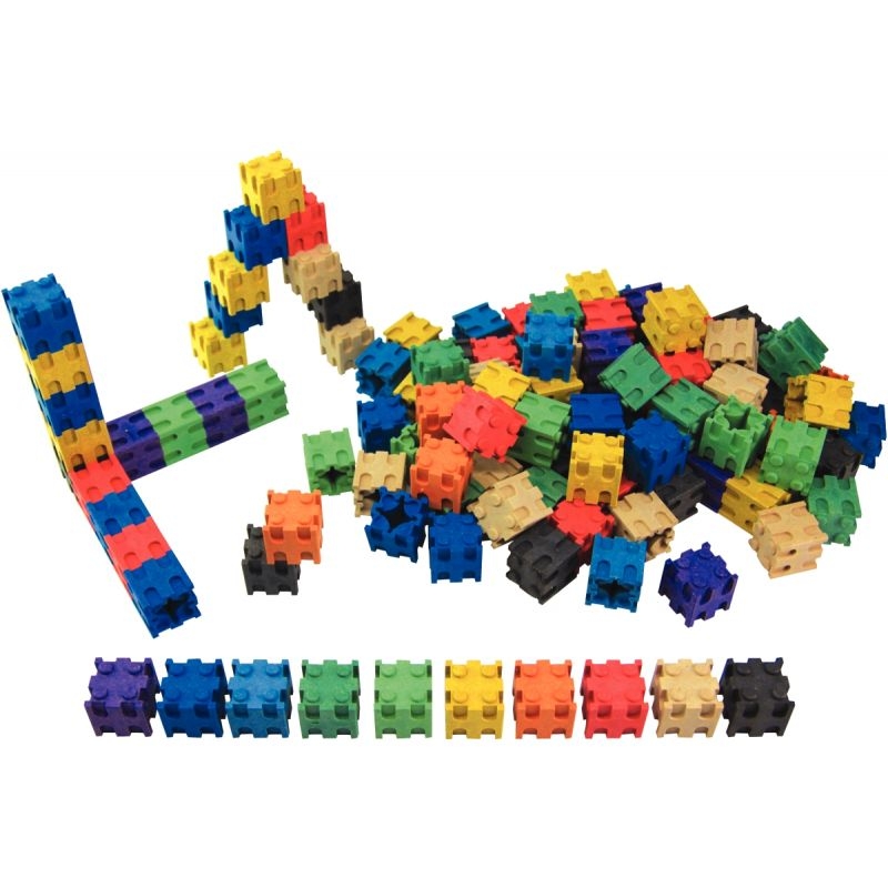 Carton de 100 cubes encastrables 10 couleurs assorties