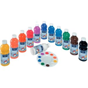 Carton de 12 flacons 500 ml de gouache liquide ultra lavable