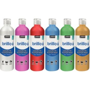 Carton de 6 flacons 500 ml de gouache brillante BRILLO nacrée