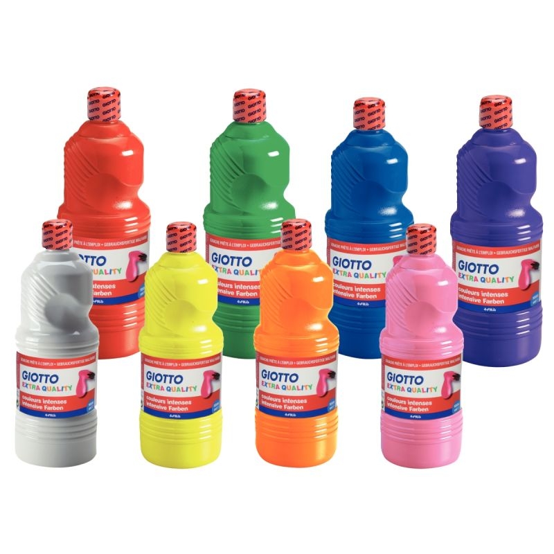 Carton de 8 flacons 1L de gouache liquide GIOTTO dont 1 litre offert, couleurs assorties 2