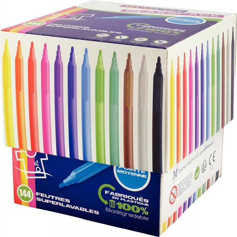 Classpack de 144 feutres pointe moyenne, couleurs assorties