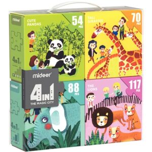 Coffret de 4 puzzles progressifs, les animaux du zoo