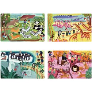 Coffret de 4 puzzles progressifs, les animaux du zoo