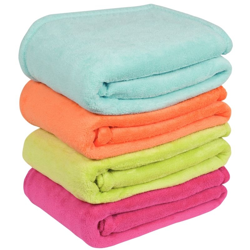 Couverture polaire microfibre abricot